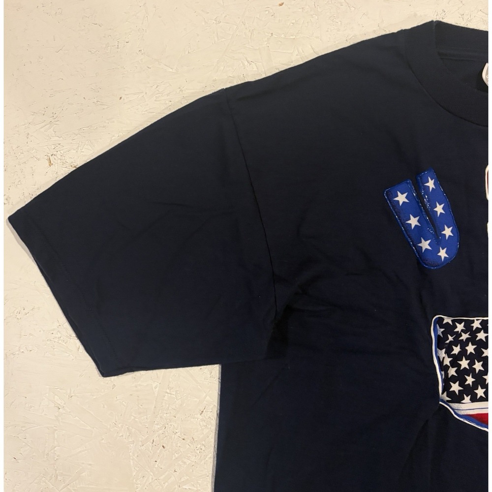 Vintage Jerzees USA Map Shirt Short Sleeve Mens XL Puff Paint Blue Red White - Picture 4 of 11